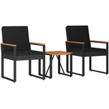  Set vanjskog namještaja s jastukom 3 pcs Crna poliratan | Eponuda.com