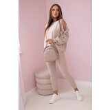 Kesi Set of sweatshirts with bow on sleeves and leggings beige cijene