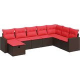  Vrtna garnitura - 8-dijelni set vrtnih sofa s jastucima smeđi od poliratana - Smeđa sa spremištem 8 | shoptok.hr