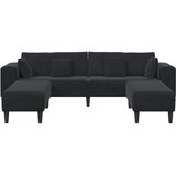 SOFA 3 pcs Crna 250 x 188 x 76 cm Baršun | shoptok.hr