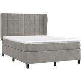 vidaXL Krevet s oprugama i madracem svjetlosivi 140x190 cm baršunasti | shoptok.hr