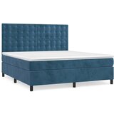 The Living Store Box spring postelja z vzmetnico temno modra 180x200 cm žamet - Box Spring Postelja, (21491196) | Shoptok.si