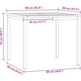 vidaXL 5-delni set za zunanjo jedilnico iz trdega akacijevega lesa, Zunanja jedilna miza 90x90x74,5 cm iz trdega akacijevega lesa, Zložljivi vrtni stoli, 4 kosa iz trdega akacijevega lesa in kovine | Shoptok.si