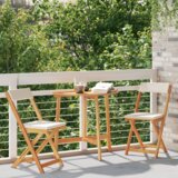 vidaXL 3-delni zložljiv bistro set z blazinami iz trdnega akacijevega lesa | Shoptok.si
