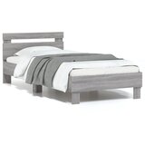 vidaXL Posteljni okvir z vzglavjem in LED siva sonoma 75x190 cm Cene