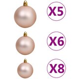  Umjetno osvijetljeno božićno drvce s kuglicama rozo 180 cm PVC | shoptok.hr