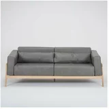 Gazzda kauč od tamnosive bivolje kože s konstrukcijom od punog hrasta Fawn, 210 cm