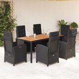 vidaXL 7-dijelni vrtni blagovaonski set s jastucima crni od poliratana | shoptok.hr