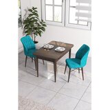 Hanah home trpezarijski set Arp, sto i 2 stolice, ploča u dekoru drveta Baroque, tirkizna tkanina Babyface | Eponuda.com