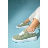 LuviShoes BEICE Green Suede Women's Sneakers