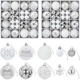  Set božićnih kuglica 88 kom. srebrna i bijela Ø 6 cm Plastika - srebrna i bijela | shoptok.hr
