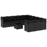  12-dijelni set vrtnih sofa od poliratana s jastucima crni | shoptok.hr