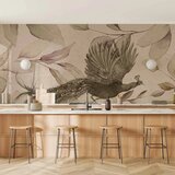  Foto tapeta - Bird among the leaves - floral motif with a flying peacock in cool tones 450x315 Vodootporna | shoptok.hr