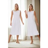 Dewberry E2145 Set of Two Women Dresses-WHITE-WHITE cene