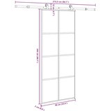  Klizna vrata s priborom 90 x 205 cm od ESG stakla i aluminija | shoptok.hr