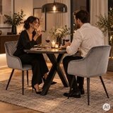ModernHome TIKC-4 – Set 2 tapecirane blagovaonske stolice od baršuna s naslonima za ruke, tamnosive | shoptok.hr