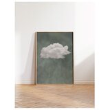 Wallxpert uramljena slika 115205, beli oblak na sivozelenoj pozadini, 50 x 70 cm, ram u boji prirodnog drveta Cene