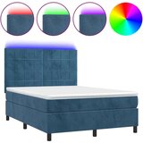  Box spring s madracem LED tamnoplavi 140x200 cm baršun | shoptok.hr