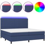  Box spring postelja z vzmetnico LED modra 200x200 cm blago, (20901342) | Shoptok.si