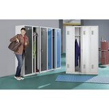 eurokraft basic Garderobna omara AMSTERDAM, višina 1800 mm, širina 600 mm, 2 predelka po 298 mm, s cilindrično ključavnico, cela svetlo siva | Shoptok.si
