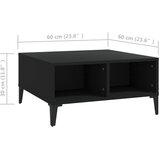  Stolić za kavu crni 60 x 60 x 30 cm od iverice | shoptok.hr