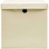 vidaXL škatle za shranjevanje s pokrovi 10 kosov krem 32x32x32cm blago | Shoptok.si