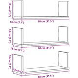 vidaXL Stenska polica 3 kosi črna 80x18x18 cm inženirski les | Shoptok.si
