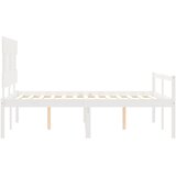 Krevet za starije s uzglavljem bijeli 140x190 cm masivnog drva | shoptok.hr