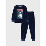 LC Waikiki Crew Neck Embroidered Long Sleeve Velvet Boys' Pajamas Set | shoptok.hr