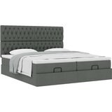 vidaXL Otomanski posteljni okvir z vzmetnicami siv 200x200 cm blago | Shoptok.si