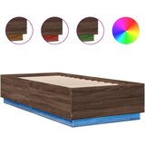 Maison Chic Posteljni okvir - Enojna postelja - Postelja za odrasle z LED lučkami rjavi hrast 90x200 cm inž. les, (21696062) Cene
