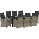 vidaXL 9-delni vrtni jedilni set s blazinami siva poli ratan | Shoptok.si
