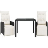  3-dijelni vrtni bistro set od poliratana s jastucima crni | shoptok.hr