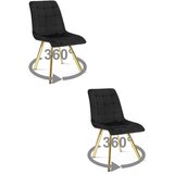  Okretna stolica CIEZA 360, crni baršun, zlatne metalne noge, set 2 kom | shoptok.hr