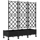  Vrtni saksija s rešetkom i kotačima 3 kom. Crna PP - Crna 120 x 40 x 125 5 cm s kotačima | shoptok.hr