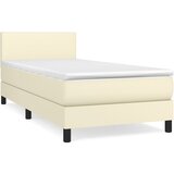 vidaXL Box spring postelja z vzmetnico krem 90x200 cm umetno usnje, (20724045) Cene