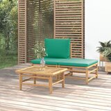 Maison Chic Seti vrtnega pohištva - Vrtna garnitura - Vrtni pohištvo set 3-delna z zelenimi blazinami bambus, (21817615) | Shoptok.si