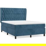 The Living Store Box spring postelja z vzmetnico temno modra 140x190cm žamet - Box Spring Postelja, (21491213) | Shoptok.si