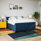  Krevet s oprugama i madracem plavi 200 x 200 cm od tkanine | shoptok.hr