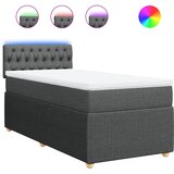 vidaXL Box spring postelja z vzmetnico temno siva 90x190 cm blago, (21292077) Cene