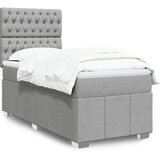 vidaXL Box spring postelja z vzmetnico svetlo siva 90x200 cm blago | Shoptok.si