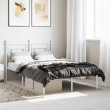 vidaXL Kovinski posteljni okvir z vzglavjem bel 120x190 cm Cene