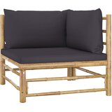 vidaXL Kutna vrtna sofa od bambusa s tamnosivim jastucima Cijene