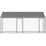  Kavez za pse s krovom i vratima sivi 4x2x2 m pocinčani čelik | shoptok.hr