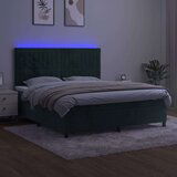 vidaXL Box spring postelja z vzmetnico LED tem. zelena 180x2 | Shoptok.si