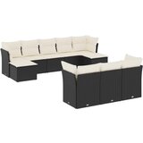  The Living Store Vrtna sedežna garnitura 10-delna z blazinami črn poli ratan - Vrtna Sedežna Garniture, (21443589) | Shoptok.si