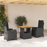 vidaXL 3-dijelni vrtni blagovaonski set s jastucima od poliratana crni | shoptok.hr