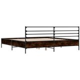  Posteljni okvir rjav hrast 135x190 cm inženirski les in kovina, (21165957) | Shoptok.si