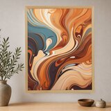 Wallxpert uramljena slika na platnu Cc-D-Ah-1019, apstraktni mermerni talasi u narandžastoj, braon i plavoj, 45 x 60 cm Cene
