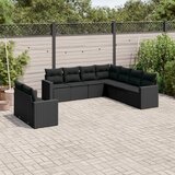 vidaXL 9-dijelni set vrtnih sofa s jastucima crni od poliratana | shoptok.hr
